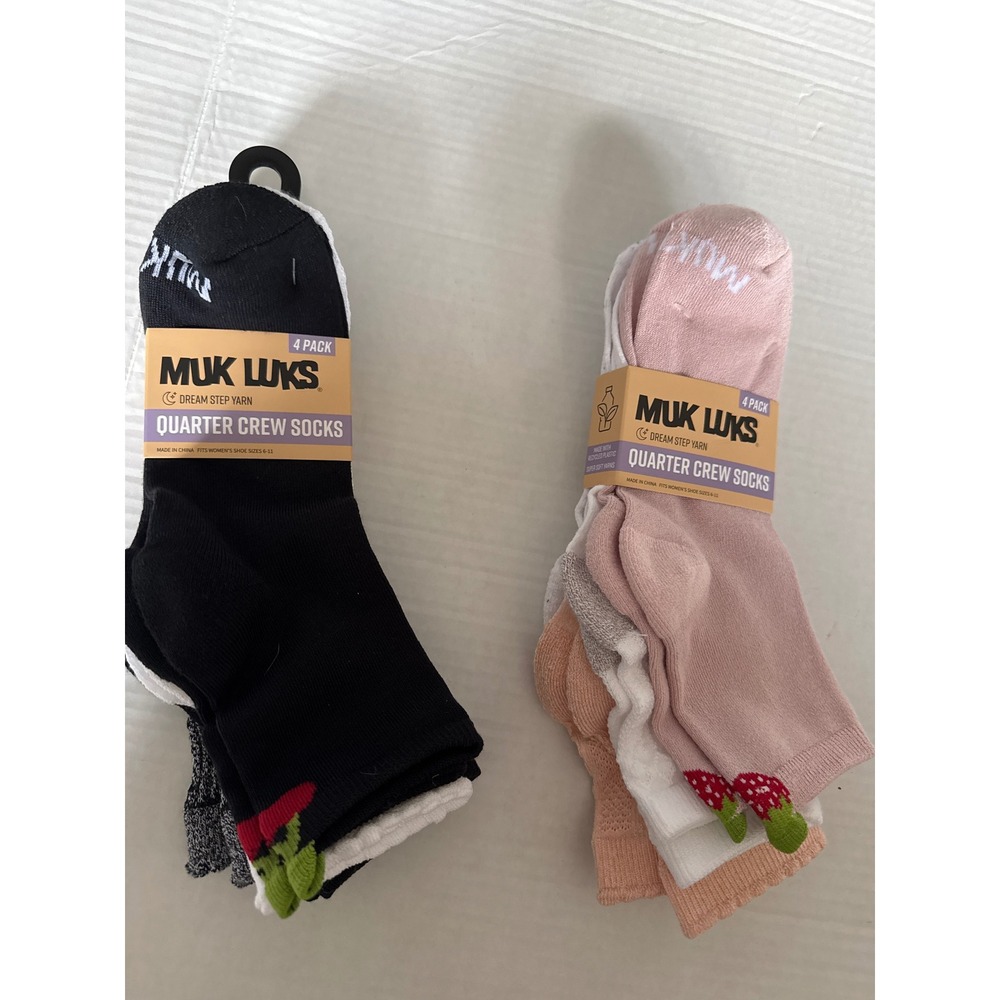 Muk Luks Women Quarter Crew Socks 8 Pair Bundle Dream Step Yarn Size 6-11 NEW